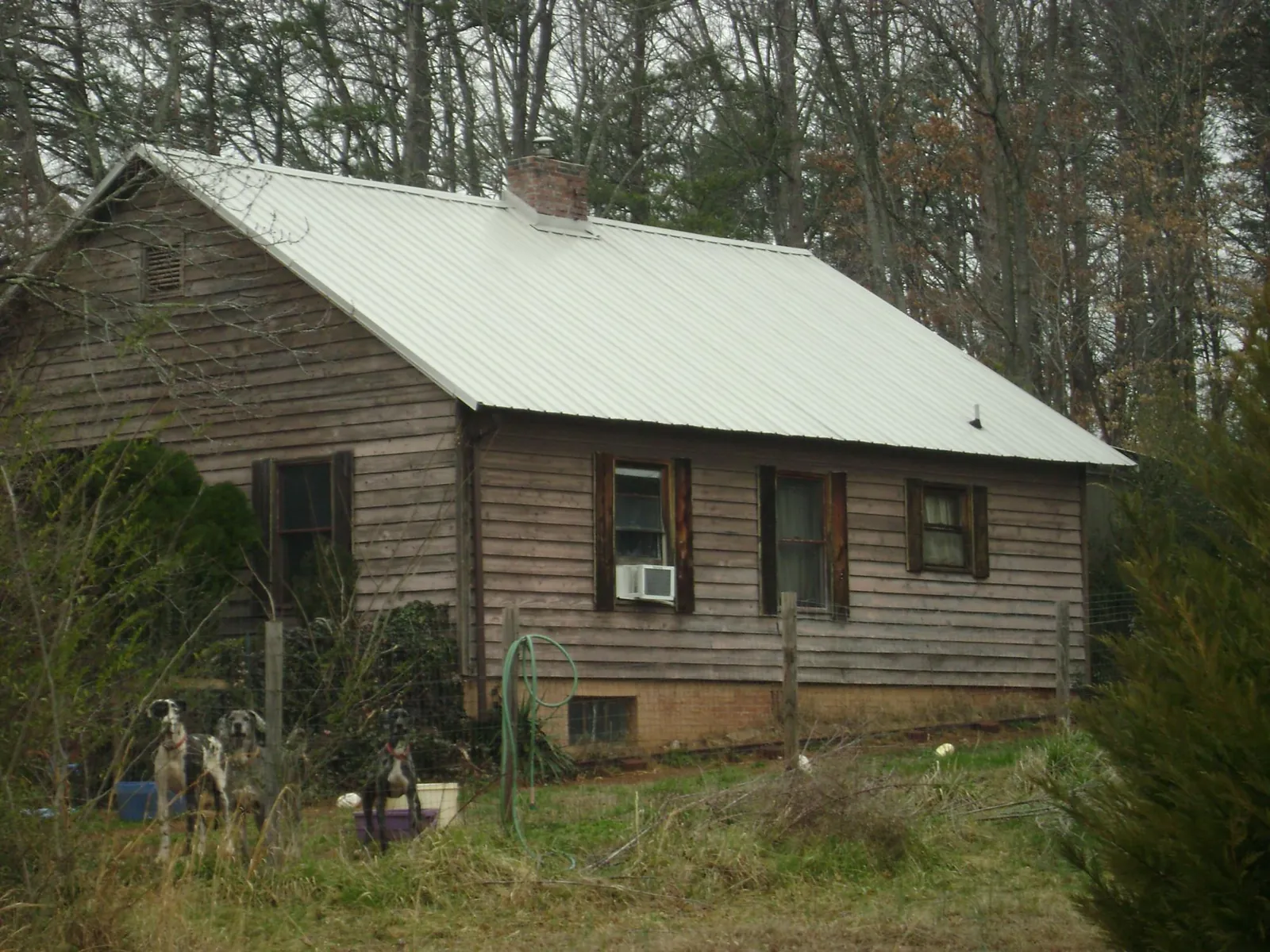 White metal roof on an old wood sided farmhouse, from a Asphalt Shingle Roof Repair job in Lime Ridge